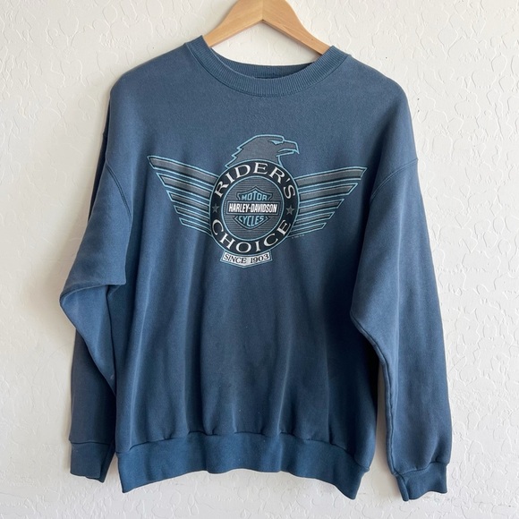 Vintage 1995 Harley Davidson of Reno Nevada Pullover Grey / Blue Crewneck - Picture 4 of 13